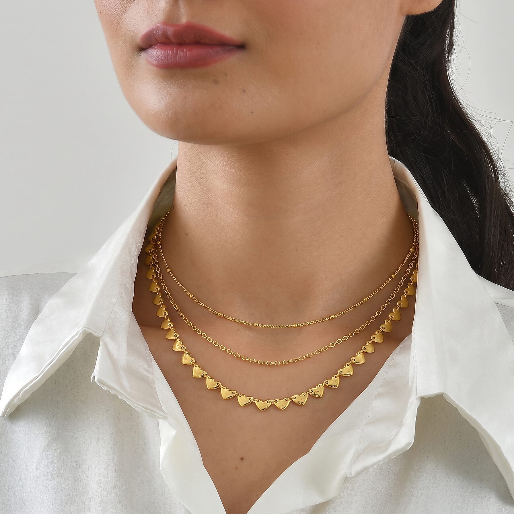 EverTrue Bronzella Collection - Heart Link Necklace (Size - 20) in Yellow Gold Tone