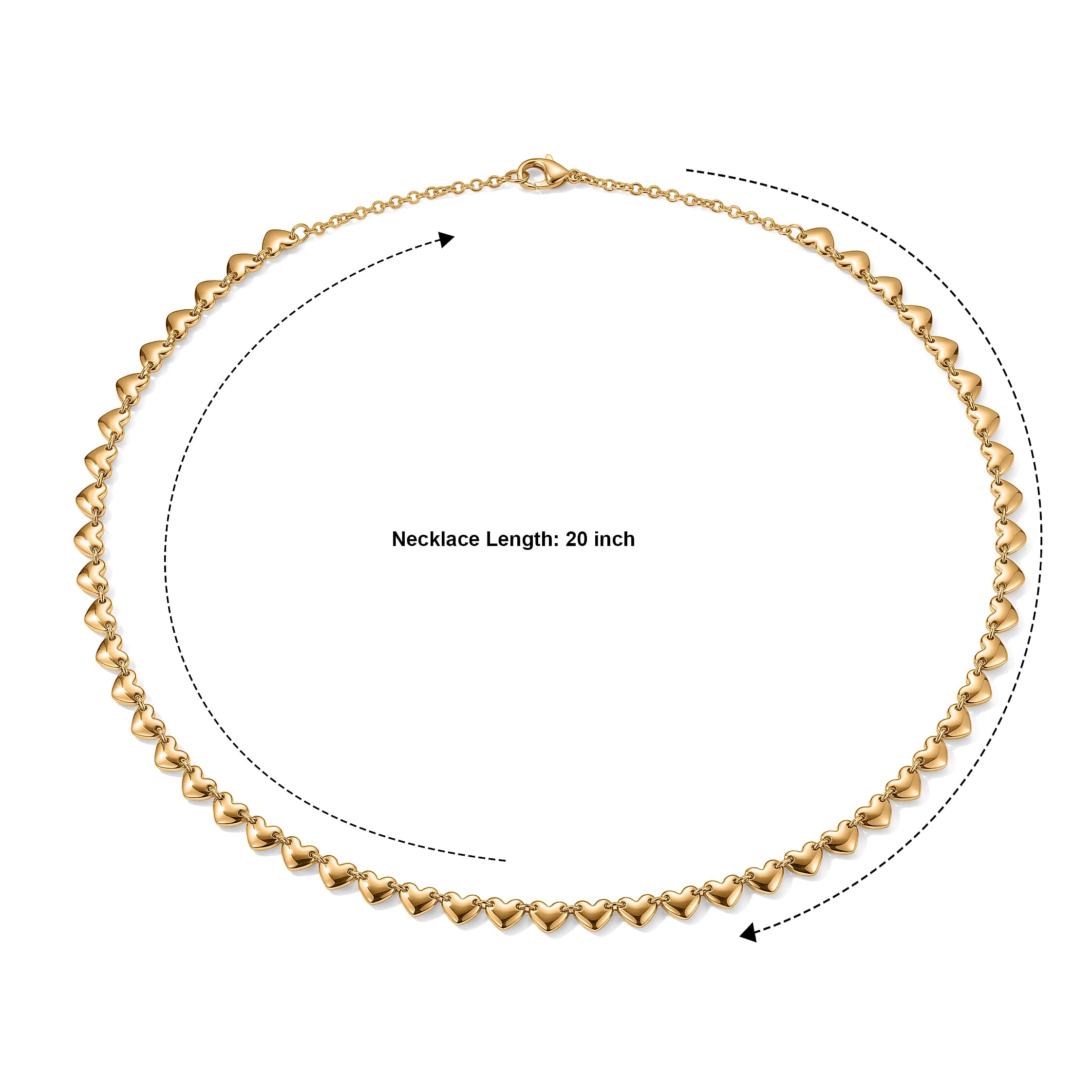 EverTrue Bronzella Collection - Heart Link Necklace (Size - 20) in Yellow Gold Tone