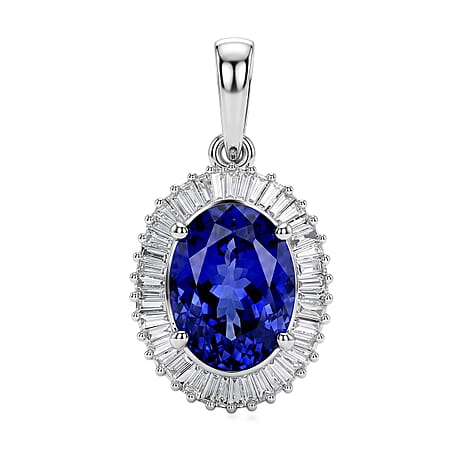 BLACK FRIDAY HEIRLOOM DEAL - Rhapsody 950 Platinum AAAA Intense Vivid Tanzanite (5.18 Ct) & Natural White Diamond (0.90 VS-E-F) Pendant 6.05 Ct