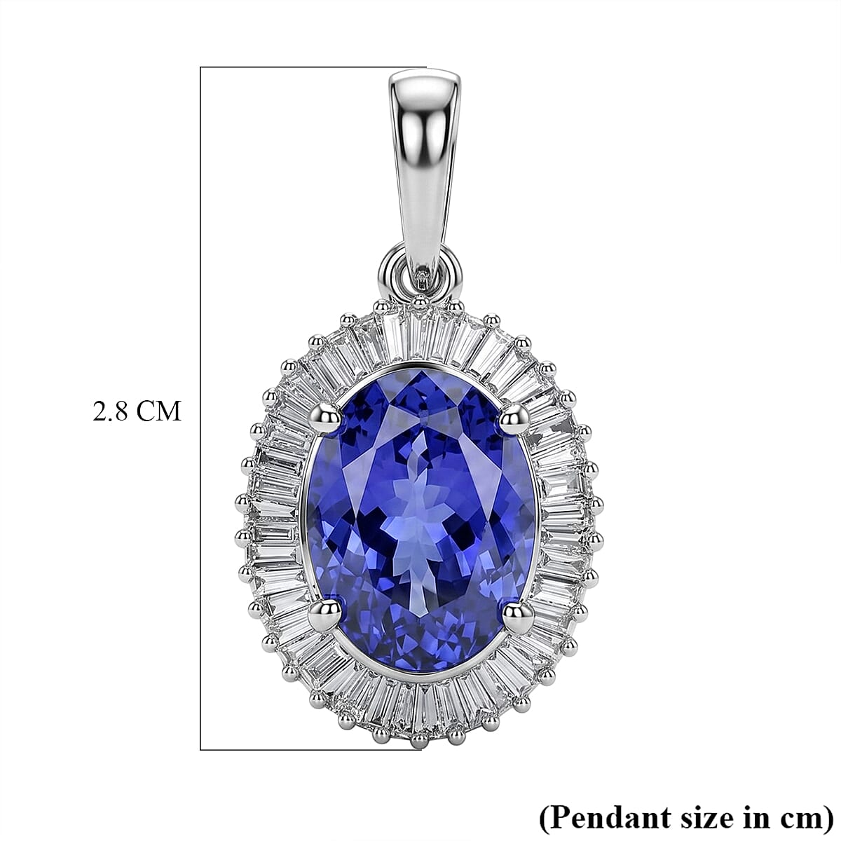 Rhapsody - 950 Platinum AAAA Tanzanite & White Diamond (VS-E-F) Pendant 6.05 Ct, Platinum Wt.4.04 Gms