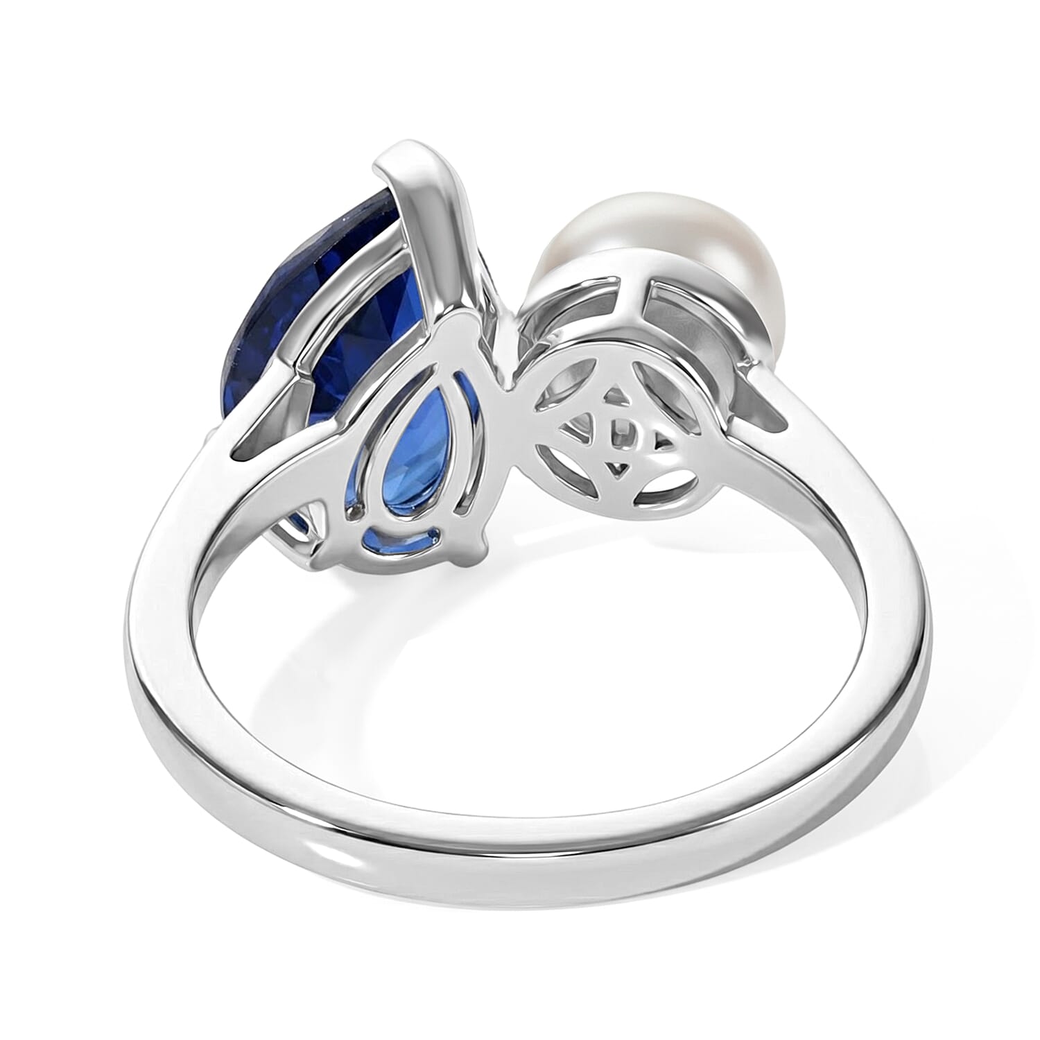 D'Joy - Ceylon Color Quartz & Fresh Water Pearl Ring in Platinum Overlay Sterling Silver 3.70 Ct.
