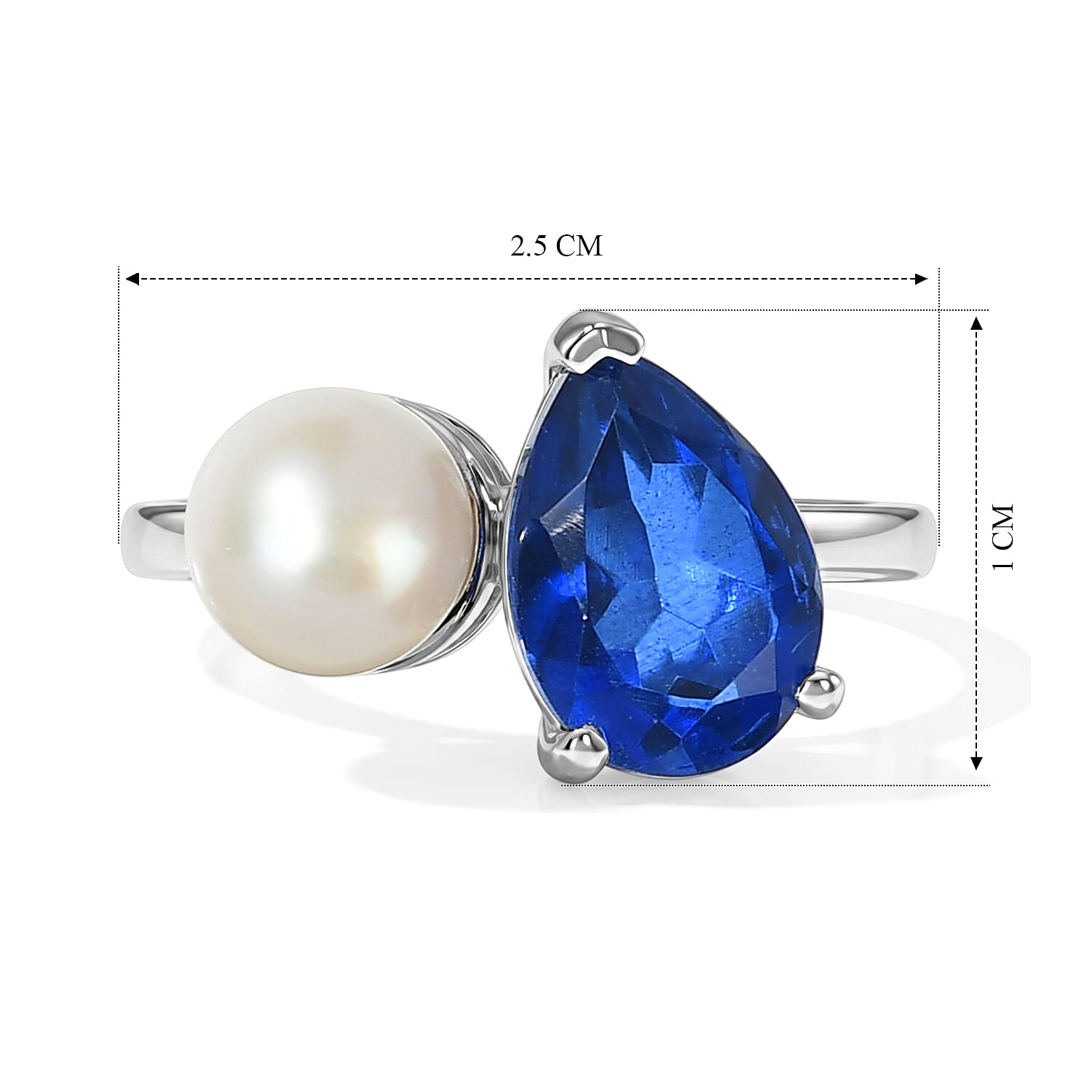 D'Joy - Ceylon Color Quartz & Fresh Water Pearl Ring in Platinum Overlay Sterling Silver 3.70 Ct.