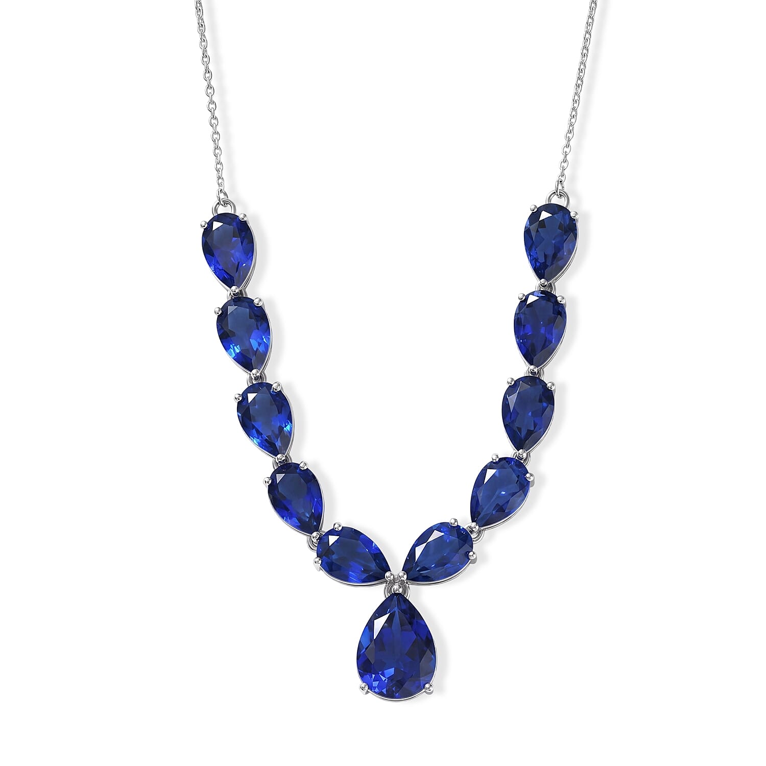 D'Joy - Ceylon Color Quartz Necklace (Size - 20) in Rhodium Overlay Sterling Silver 39.83 Ct.