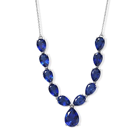 D'Joy - Ceylon Color Quartz Necklace (Size - 20) in Rhodium Overlay Sterling Silver 39.83 Ct.