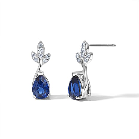 D'Joy - Ceylon Color Quartz & White Zircon Push Post Earring in Platinum Overlay Sterling Silver 1.76 Ct.