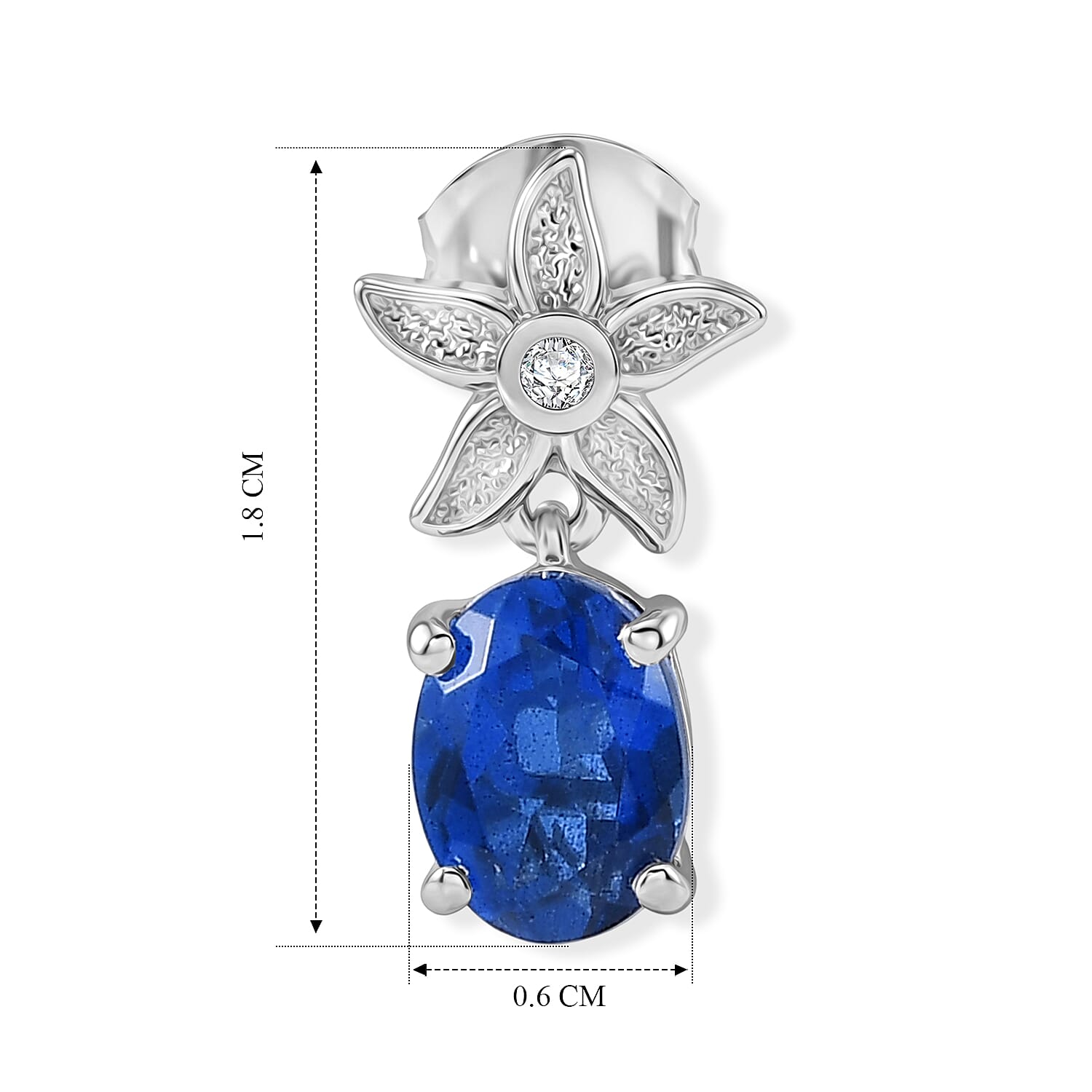 D'Joy - Ceylon Color Quartz & White Zircon Dangling Earring with Push Post in Platinum Overlay Sterling Silver 2.70 Ct.