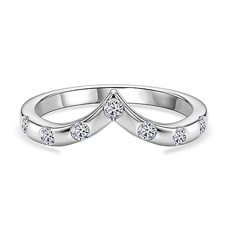 Luxuriant - Lab Grown Diamond (SI-G-H) Wishbone Ring in Rhodium Overlay Sterling Silver 0.25 Ct.