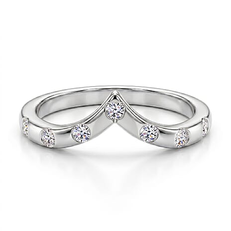 Luxuriant - Lab Grown Diamond (SI-G-H) Wishbone Ring in Rhodium Overlay Sterling Silver 0.25 Ct.