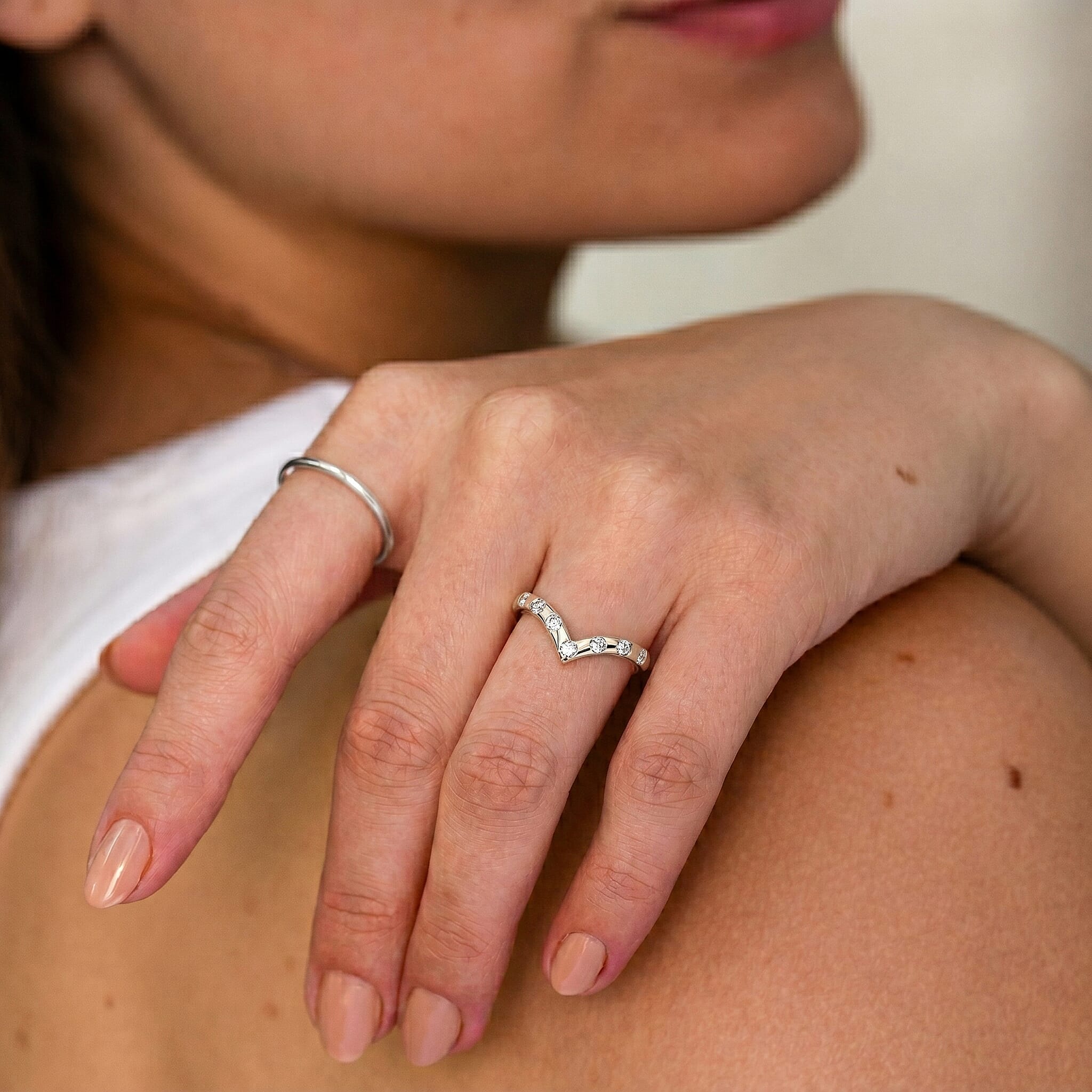LUXURIANT - Lab Grown Diamond (SI-G-H) Wishbone Ring in Sterling Silver