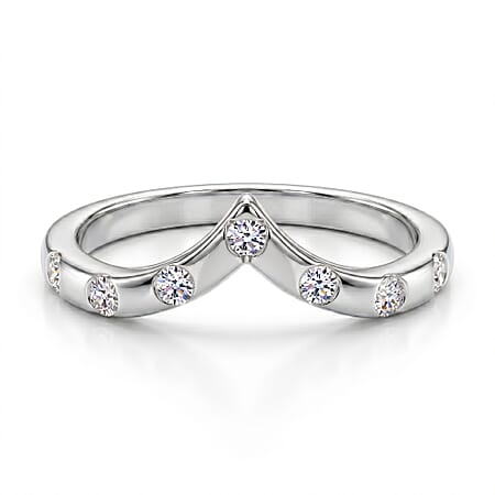 LUXURIANT - Lab Grown Diamond (SI-G-H) Wishbone Ring in Rhodium Overlay Sterling Silver LUXURIANT - Lab Grown Diamond (SI-G-H) Wishbone Ring in Rhodium Overlay Sterling Silver