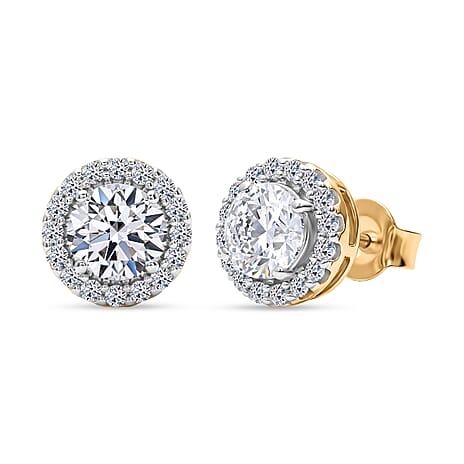 Luxuriant - Lab Grown Diamond (SI-G-H) Earring with Push Post in 18K Vermeil Yellow Gold Plated Sterling Silver 2.00 Ct.