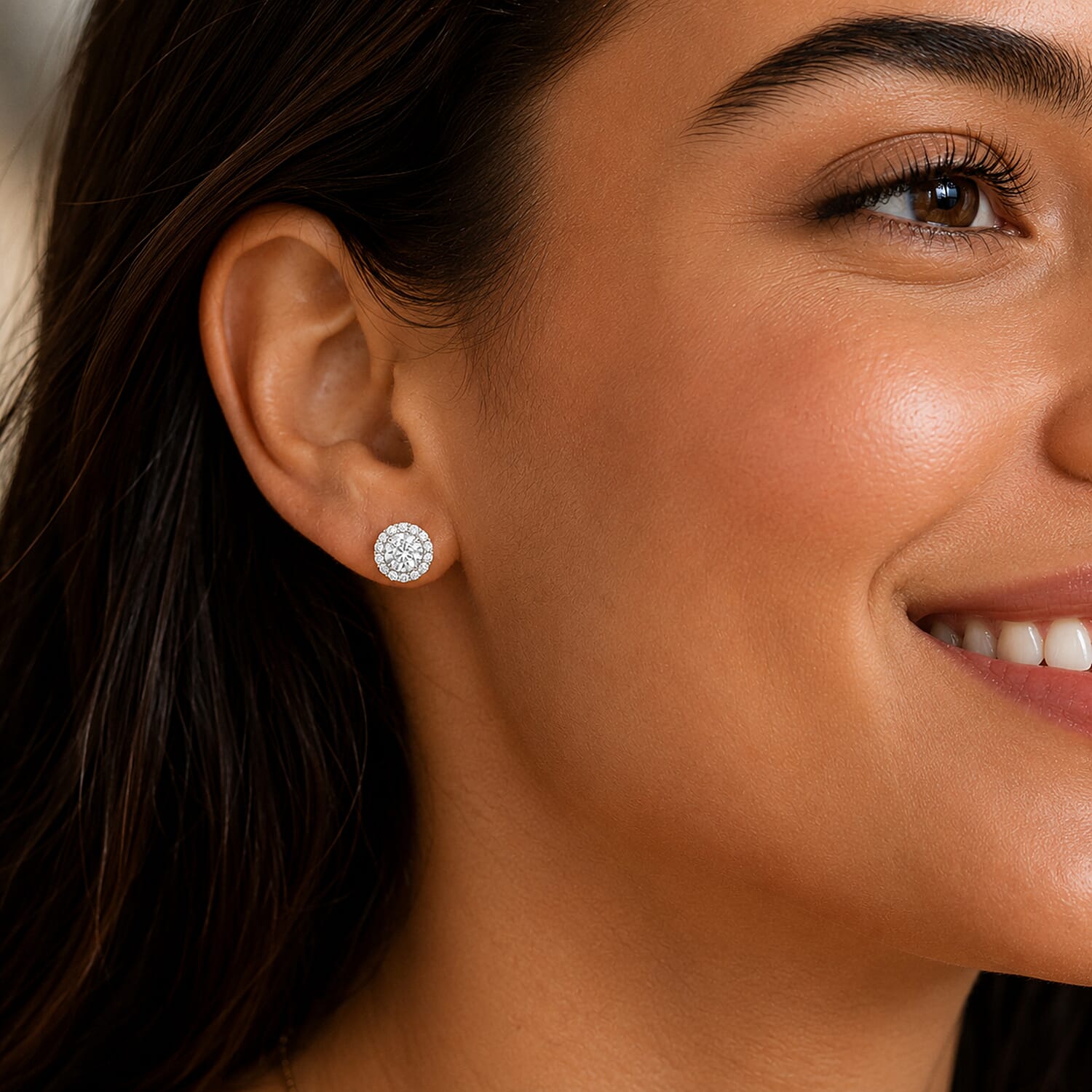 Luxuriant - Lab Grown Diamond (SI-G-H) Earring with Push Post in Rhodium Overlay Sterling Silver 2.00 Ct.
