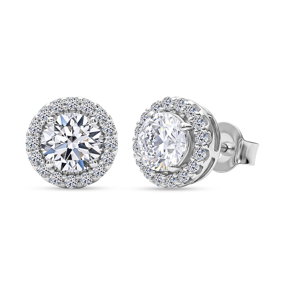 Luxuriant - Lab Grown Diamond (SI-G-H) Earring with Push Post in Rhodium Overlay Sterling Silver 2.00 Ct.