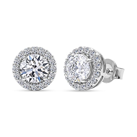 Luxuriant - Lab Grown Diamond (SI-G-H) Earring with Push Post in Rhodium Overlay Sterling Silver 2.00 Ct.
