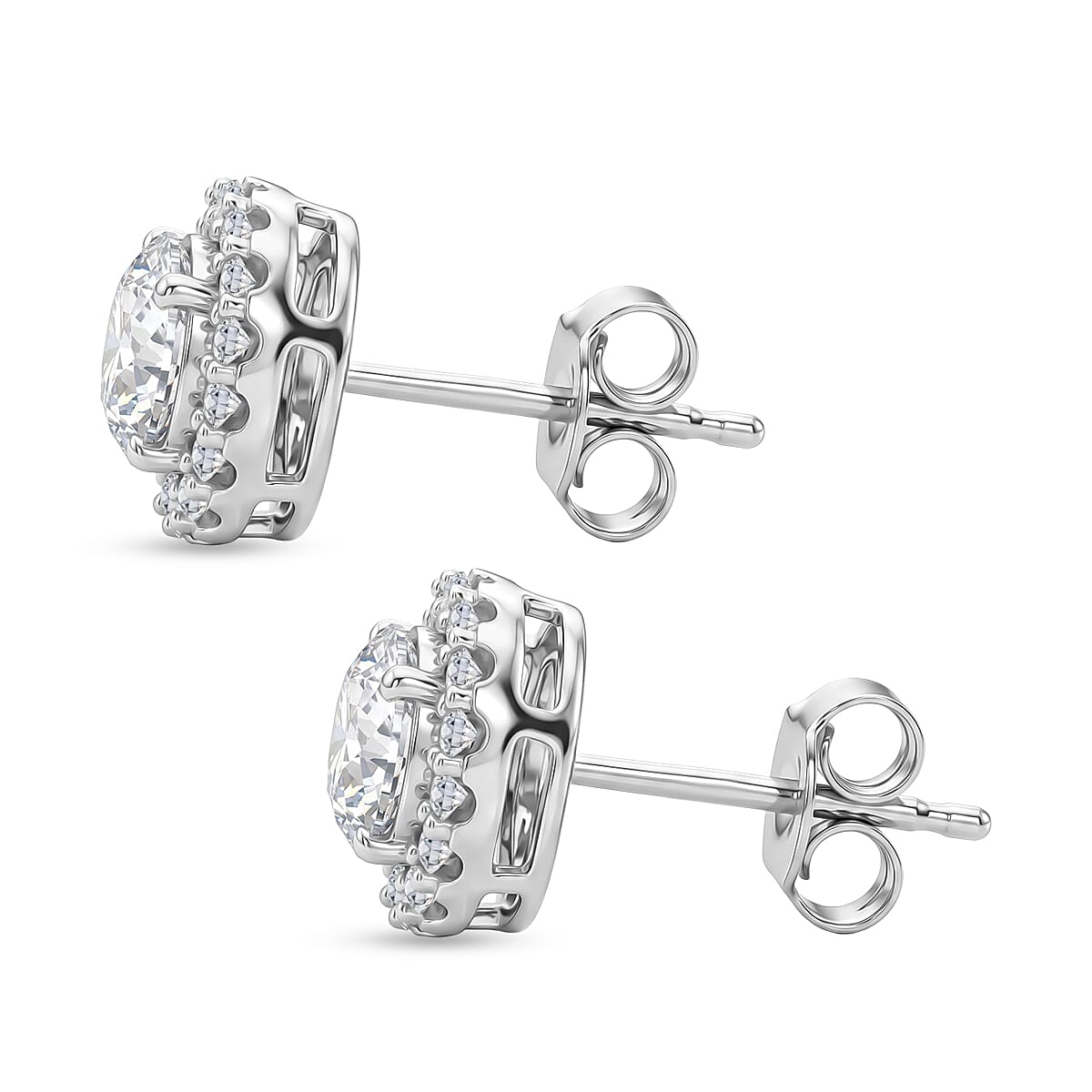 Luxuriant - Lab Grown Diamond (SI-G-H) Earring with Push Post in Rhodium Overlay Sterling Silver 2.00 Ct.