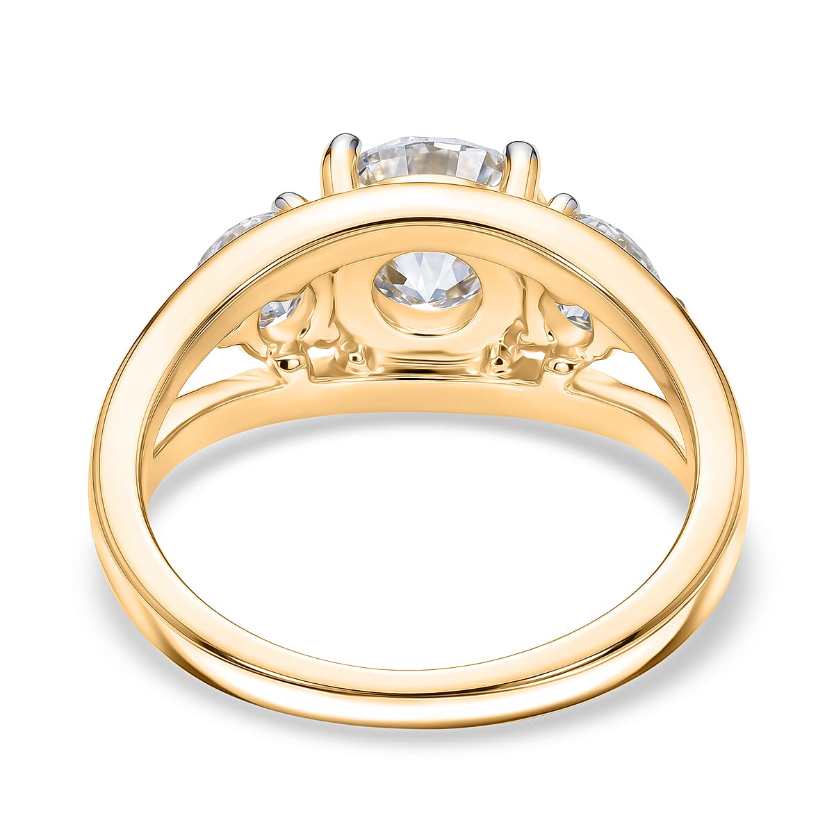 Luxuriant - SGL Certified Lab Grown Diamond (SI-G-H) Trilogy Ring in 18K Vermeil Yellow Gold Plated Sterling Silver 3.00 Ct.