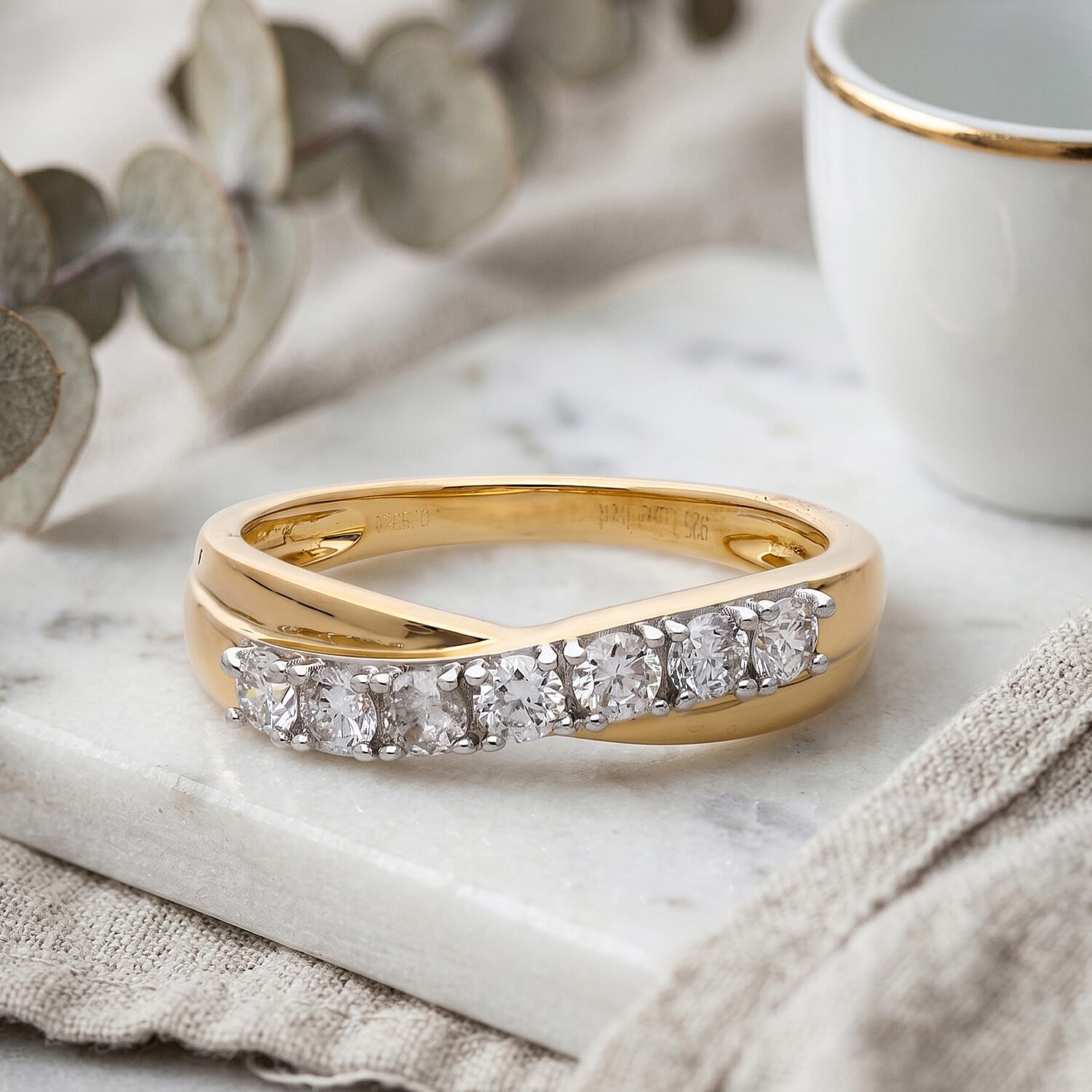 Luxuriant - Lab Grown Diamond (SI-G-H) Ring in Rhodium Overlay Sterling Silver 0.50 Ct.