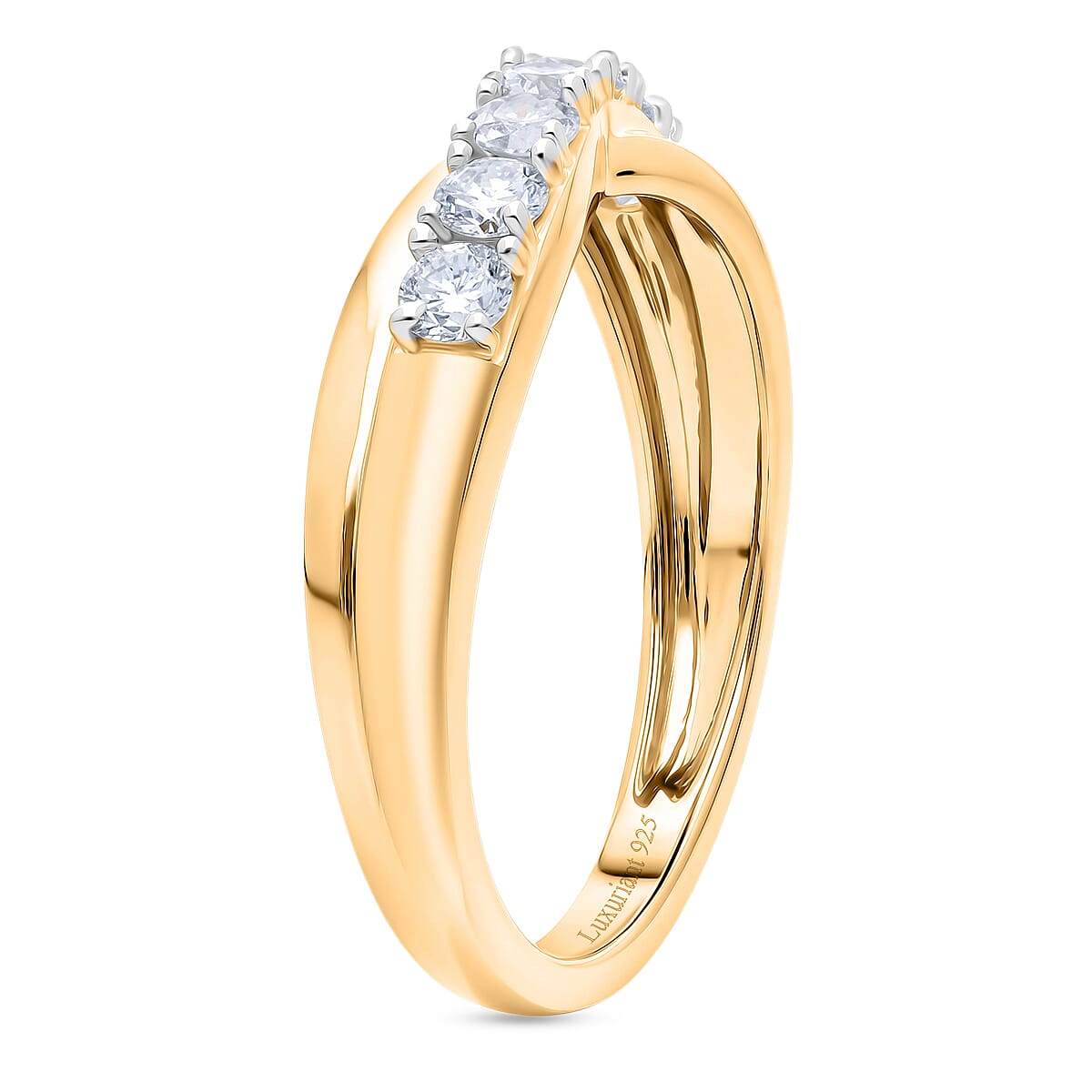 Luxuriant - Lab Grown Diamond (SI-G-H) Ring in Rhodium Overlay Sterling Silver 0.50 Ct.