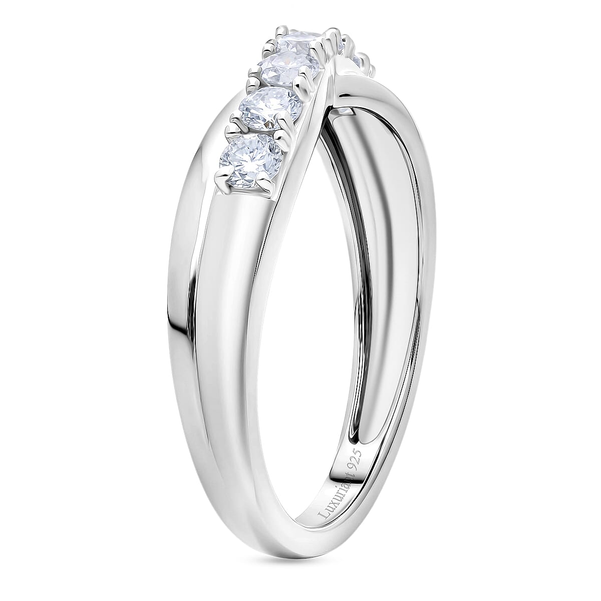 Luxuriant - Lab Grown Diamond (SI-G-H) Ring in Rhodium Overlay Sterling Silver 0.50 Ct.