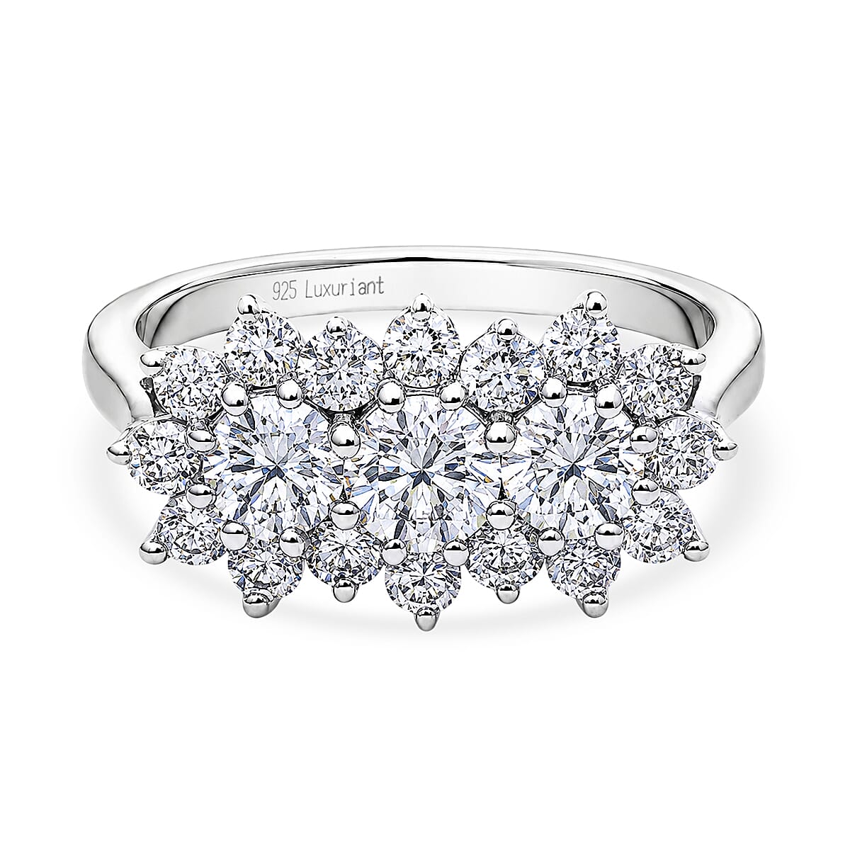 Luxuriant - Lab Grown Diamond (SI-G-H) Cluster Ring in Rhodium Overlay Sterling Silver 2.10 Ct.