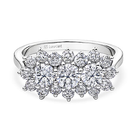 Luxuriant - Lab Grown Diamond (SI-G-H) Cluster Ring in Rhodium Overlay Sterling Silver 2.10 Ct.