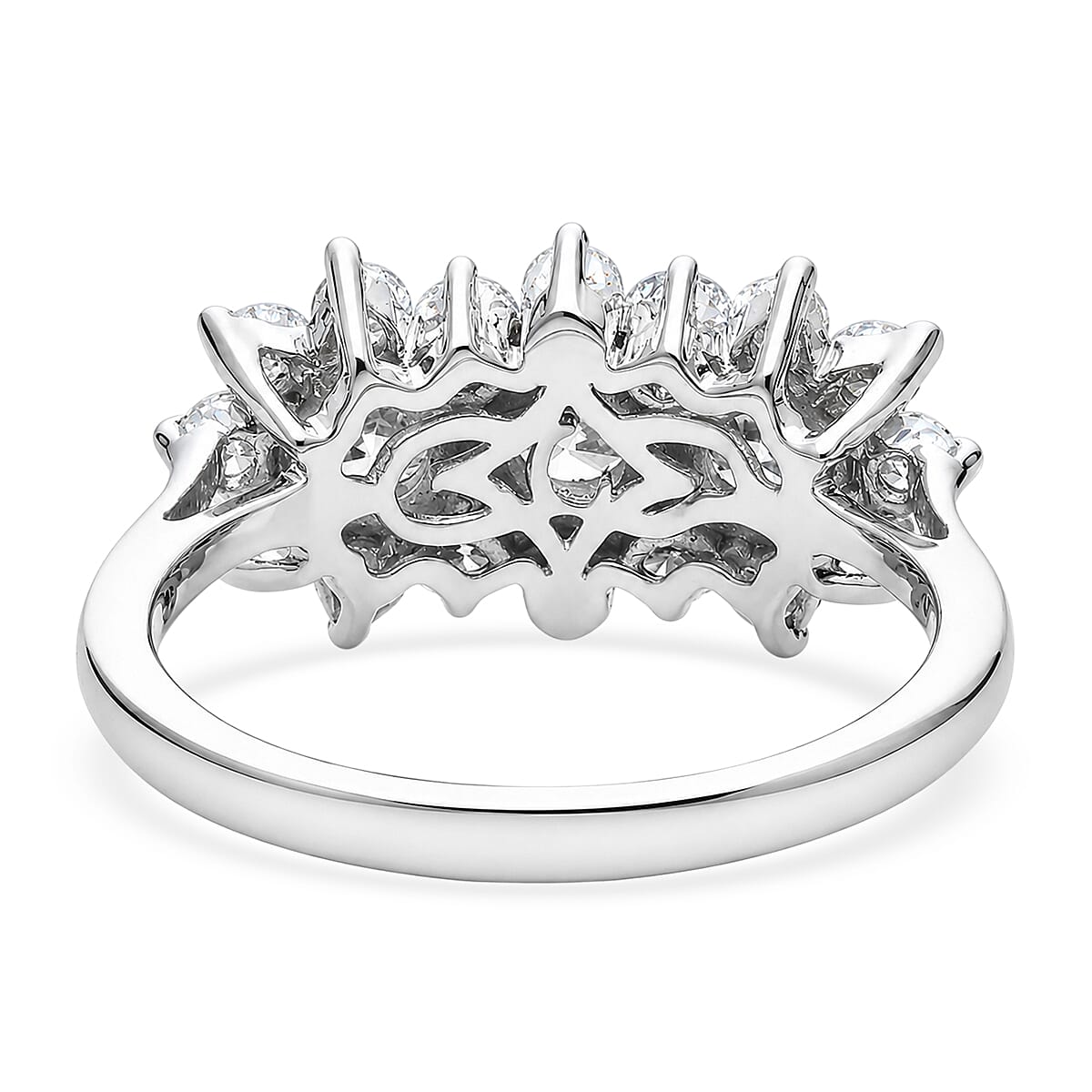Luxuriant - Lab Grown Diamond (SI-G-H) Cluster Ring in Rhodium Overlay Sterling Silver 2.10 Ct.