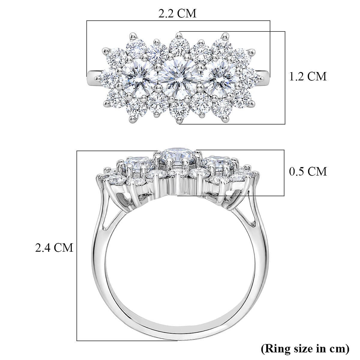 Luxuriant - Lab Grown Diamond (SI-G-H) Cluster Ring in Rhodium Overlay Sterling Silver 2.10 Ct.