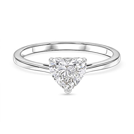 Luxuriant - Lab Grown Diamond (SI-G-H) Heart Ring in Rhodium Overlay Sterling Silver 1.00 Ct.