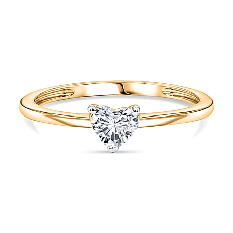 Luxuriant - Lab Grown Diamond (SI-G-H) Heart Ring in 18K Vermeil Yellow Gold Plated Sterling Silver 0.50 Ct.