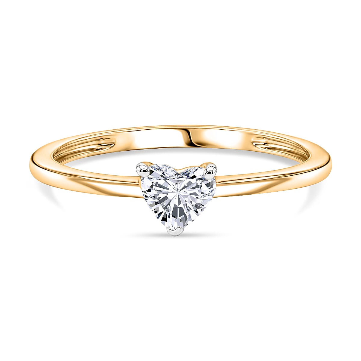 Luxuriant - Lab Grown Diamond (SI-G-H) Heart Ring in 18K Vermeil Yellow Gold Plated Sterling Silver 0.50 Ct.