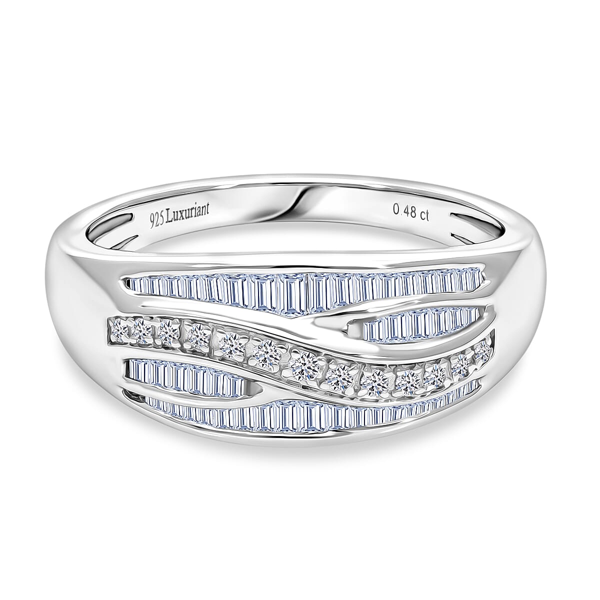 Live From Vegas - Luxuriant - Lab Grown Diamond (SI-G-H) Ring in Rhodium Overlay Sterling Silver 0.50 Ct.