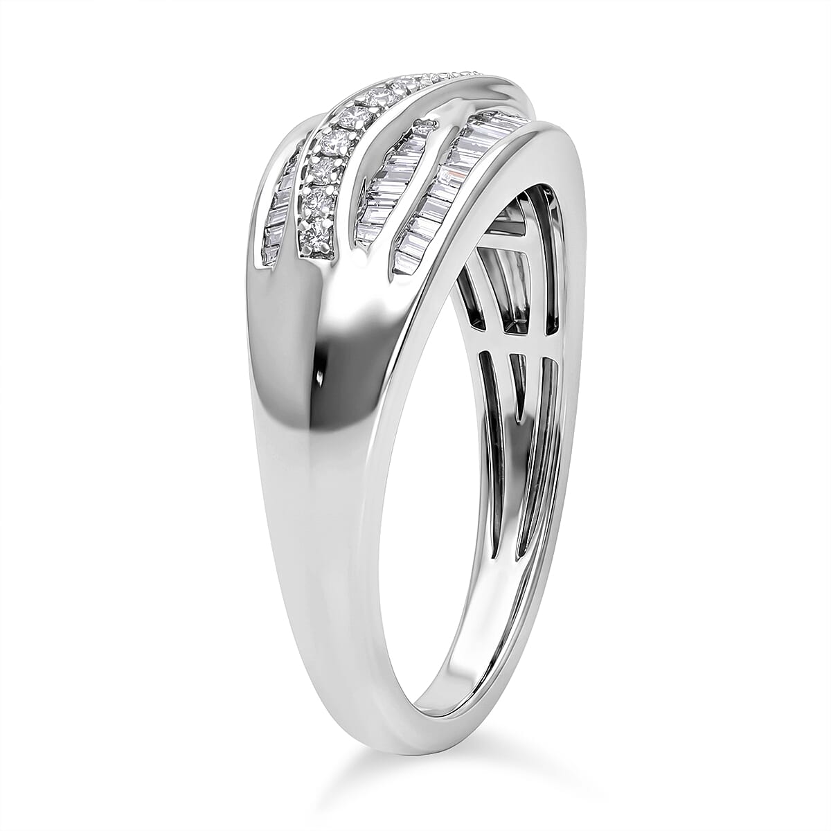 Live From Vegas - Luxuriant - Lab Grown Diamond (SI-G-H) Ring in Rhodium Overlay Sterling Silver 0.50 Ct.