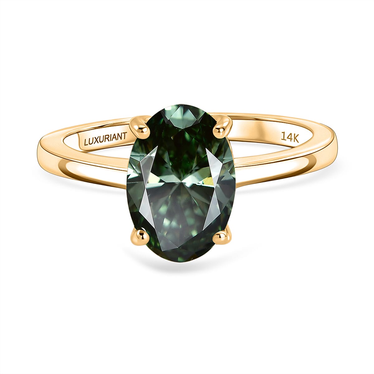 Manhattan Close Out Deal - 14K Yellow Gold SGL Certified Lab Grown Green Diamond (SI) Solitaire Ring 2.00 Ct.