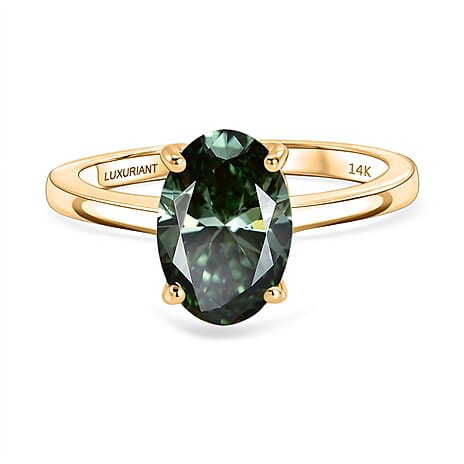 Manhattan Close Out Deal - 14K Yellow Gold SGL Certified Lab Grown Green Diamond (SI) Solitaire Ring 2.00 Ct.