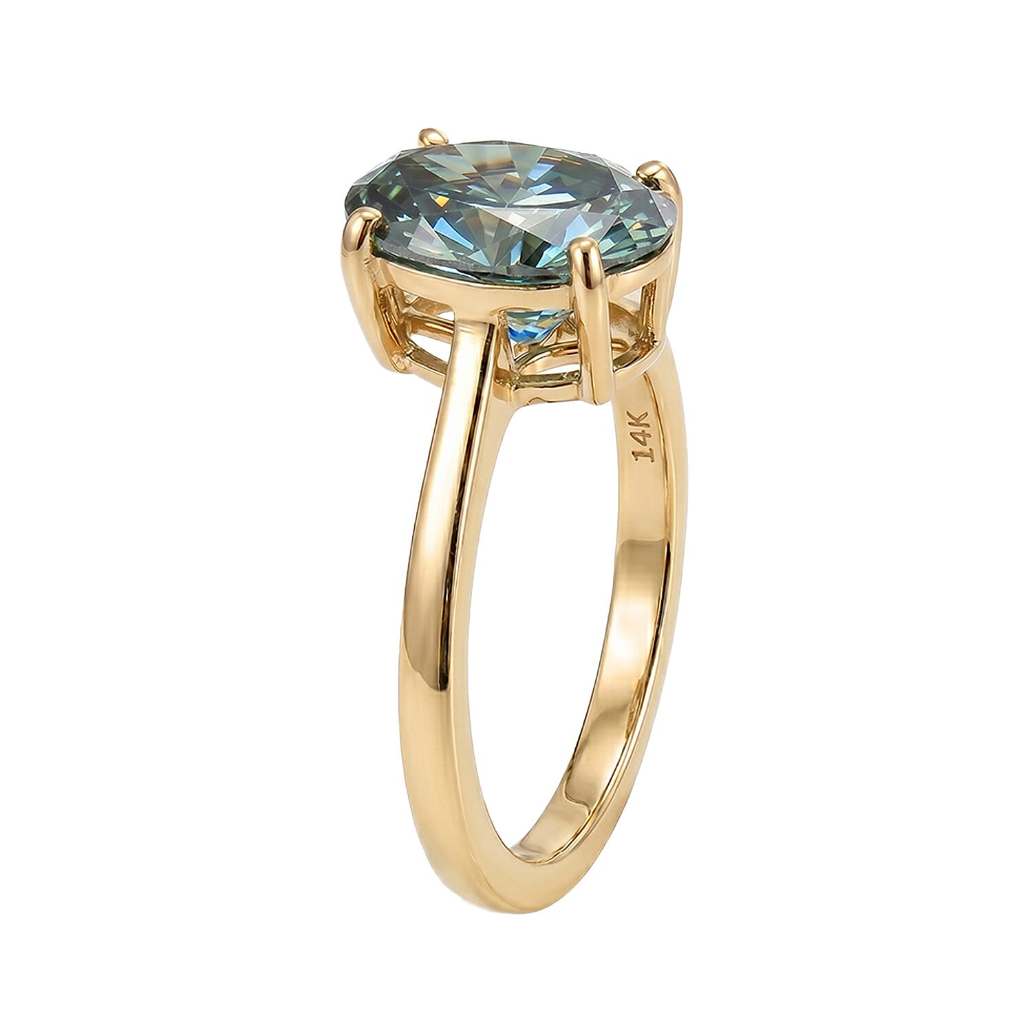 Manhattan Close Out Deal - 14K Yellow Gold SGL Certified Lab Grown Green Diamond (SI) Solitaire Ring 2.00 Ct.