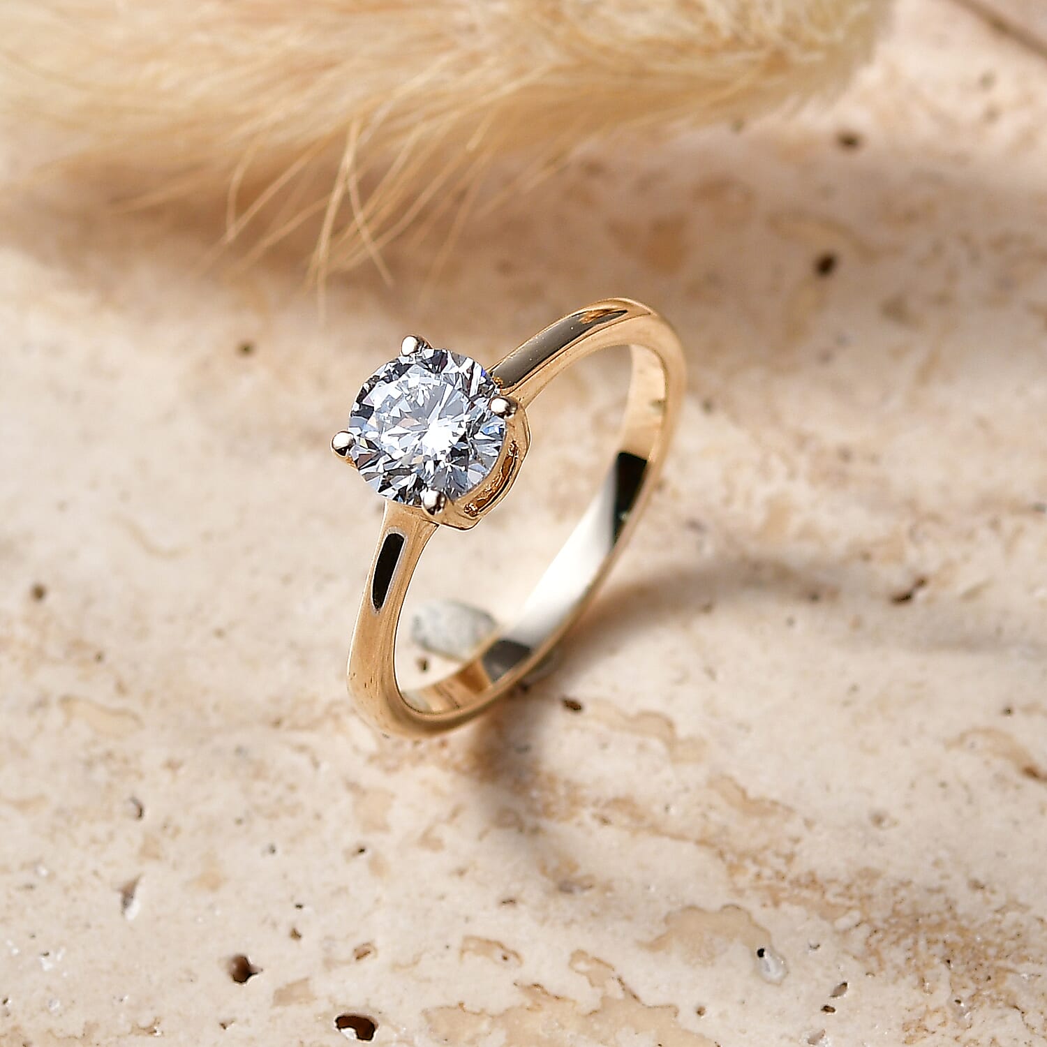 Luxuriant - 9K Yellow Gold SGL Certified Lab Grown Diamond (SI-G-H) Solitaire Ring 1.08 Ct.