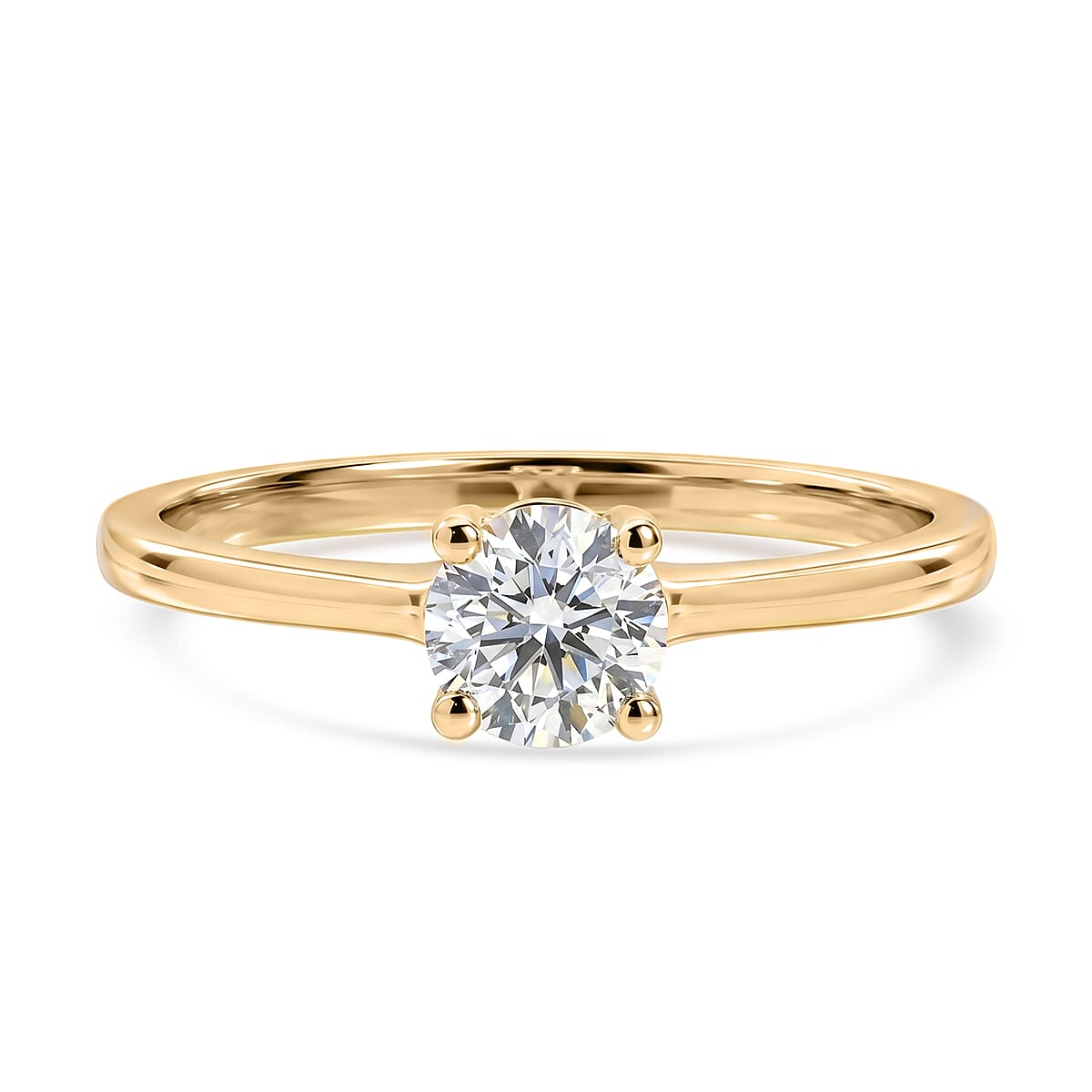 Luxuriant - 9K Yellow Gold Lab Grown Diamond Solitaire Ring 0.50 Ct.