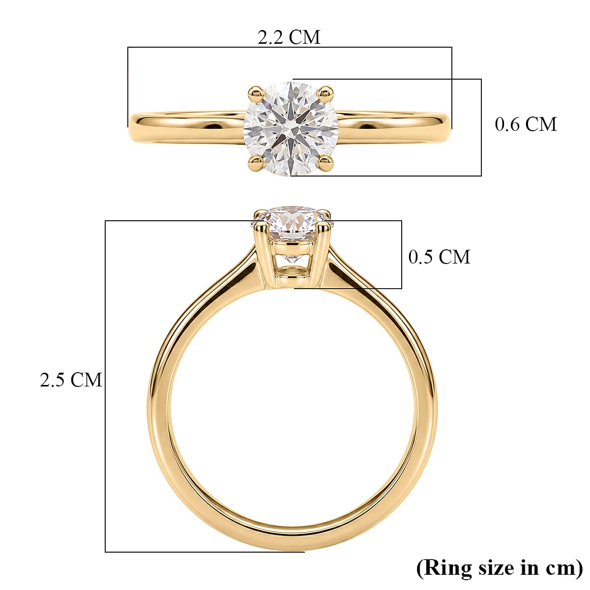 Luxuriant - 9K Yellow Gold Lab Grown Diamond Solitaire Ring 0.50 Ct.