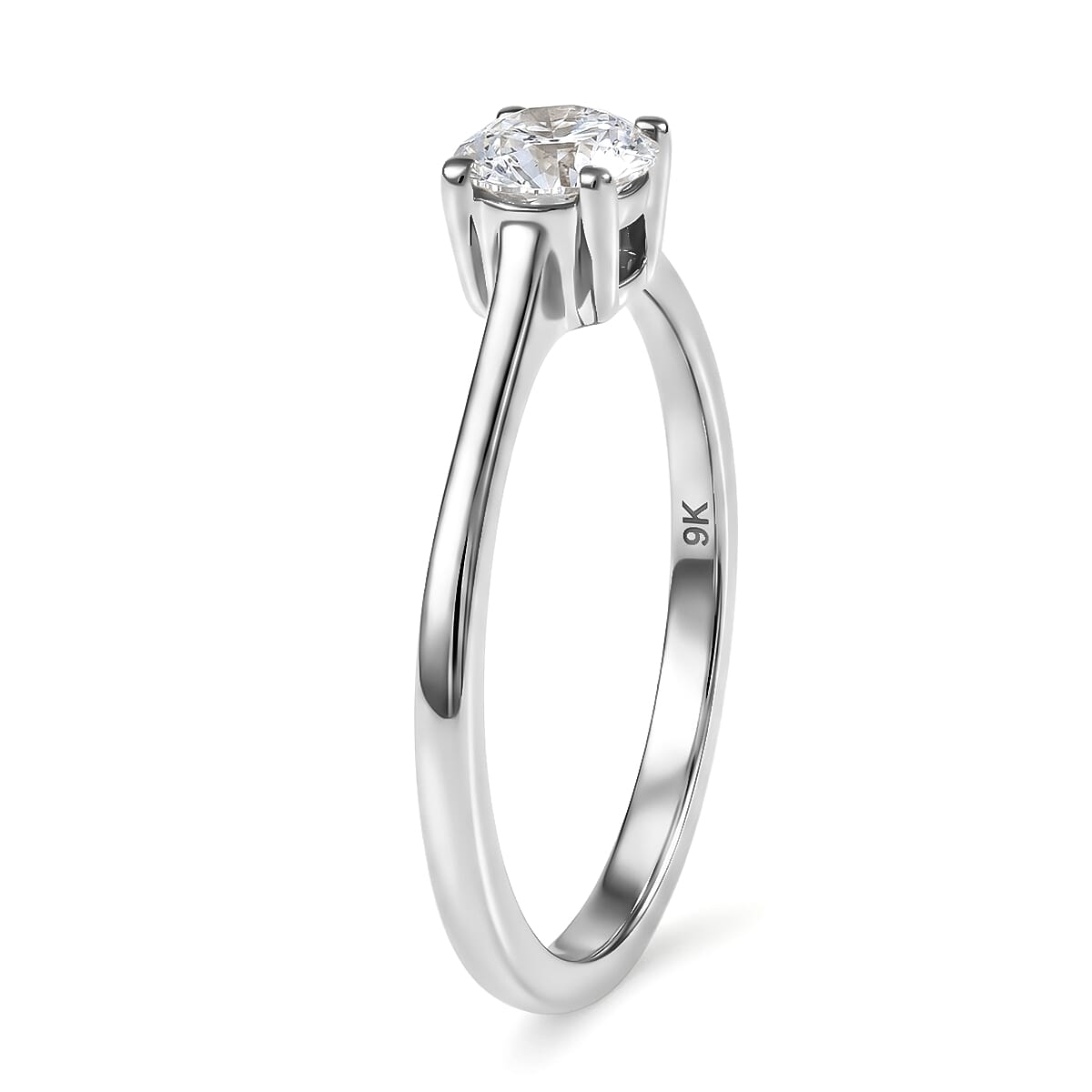 Luxuriant - 9K White Gold SGL Certified Lab Grown Diamond (SI-G-H) Solitaire Ring 0.50 Ct.