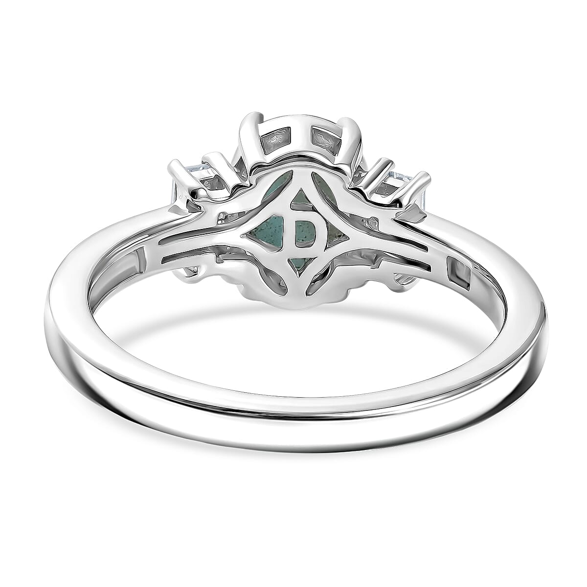 D'Joy - Natural Larimar & Moissanite Ring in Platinum Overlay Sterling Silver 1.20 Ct.