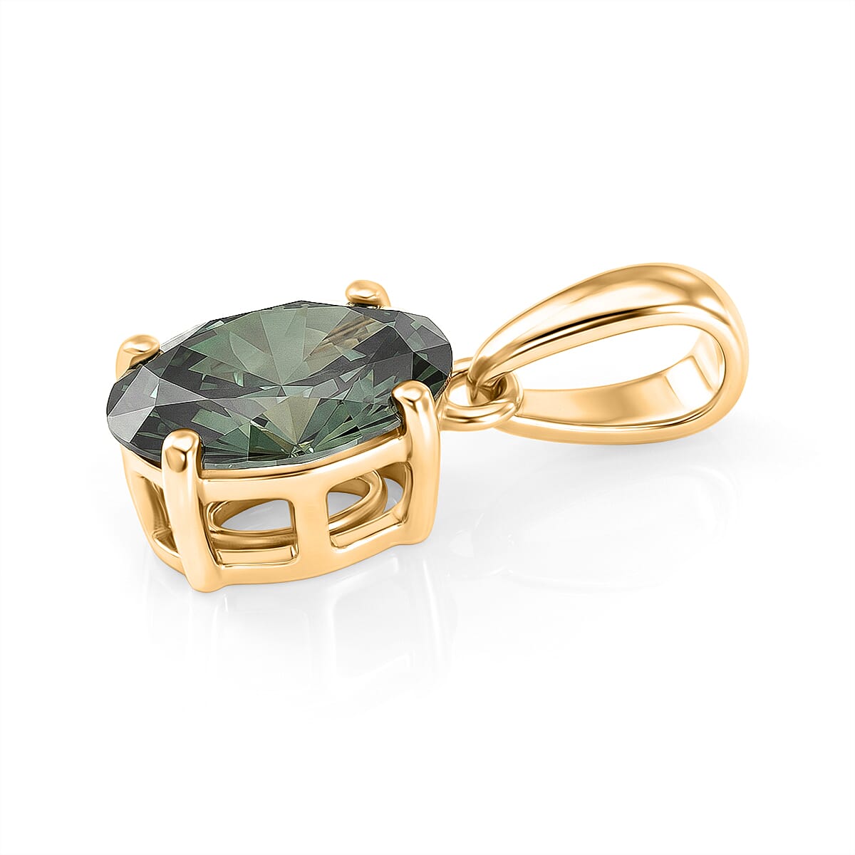 Luxuriant - 9K Yellow Gold SGL Certified Lab Grown Green Diamond (SI) Solitaire Pendant 1.05 Ct.