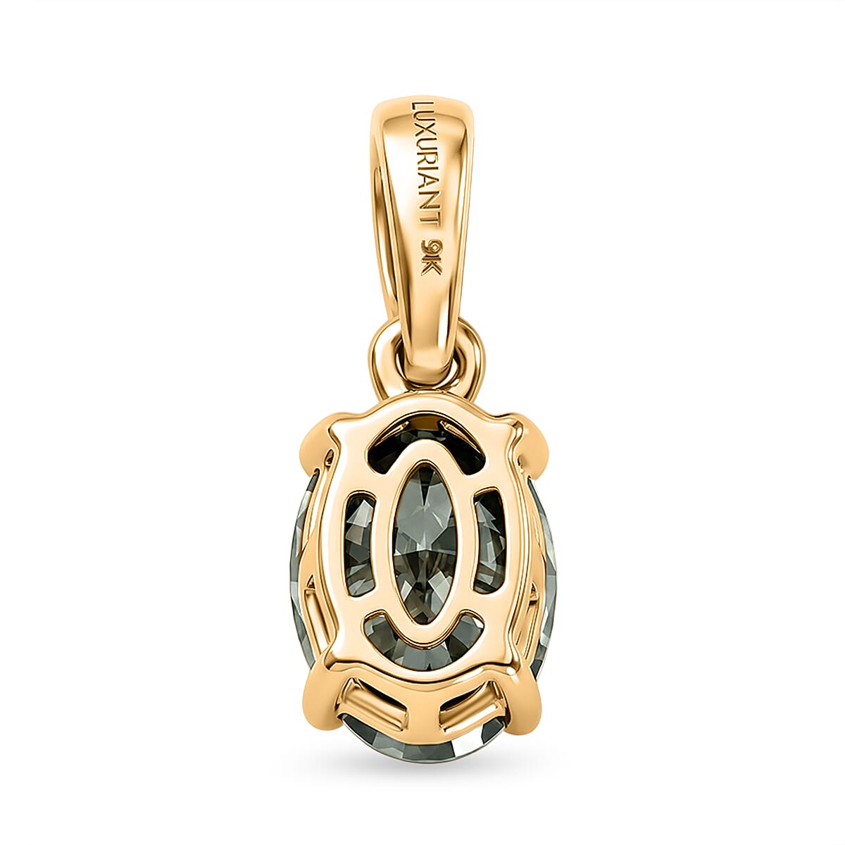 Luxuriant - 9K Yellow Gold SGL Certified Lab Grown Green Diamond (SI) Solitaire Pendant 1.05 Ct.