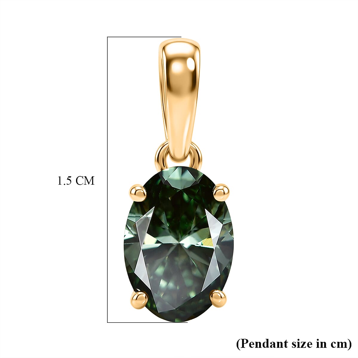 Luxuriant - 9K Yellow Gold SGL Certified Lab Grown Green Diamond (SI) Solitaire Pendant 1.05 Ct.