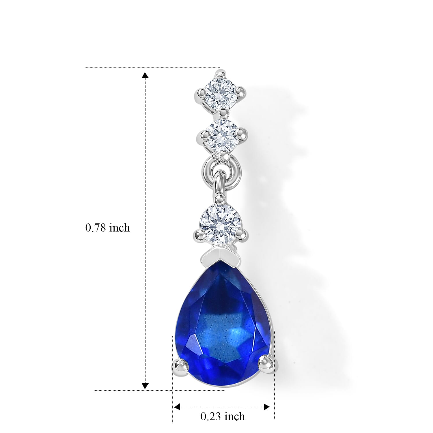 D'Joy - Ceylon Color Quartz & White Zircon Dangling Earring with Push Post in Platinum Overlay Sterling Silver 2.80 Ct.