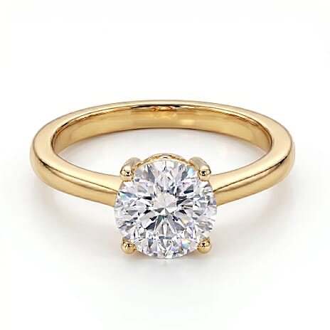 Luxuriant - SGL Certified Lab Grown Diamond (SI-G-H) Solitaire Ring in 18K Vermeil Yellow Gold Plated Sterling Silver 2.00 Ct.