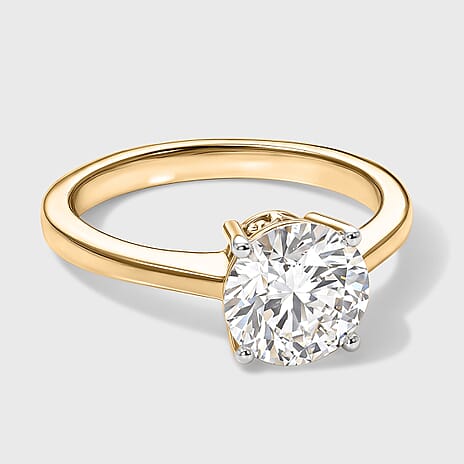 Luxuriant - SGL Certified Lab Grown Diamond (SI-G-H) Solitaire Ring in 18K Vermeil Yellow Gold Plated Sterling Silver 2.00 Ct.