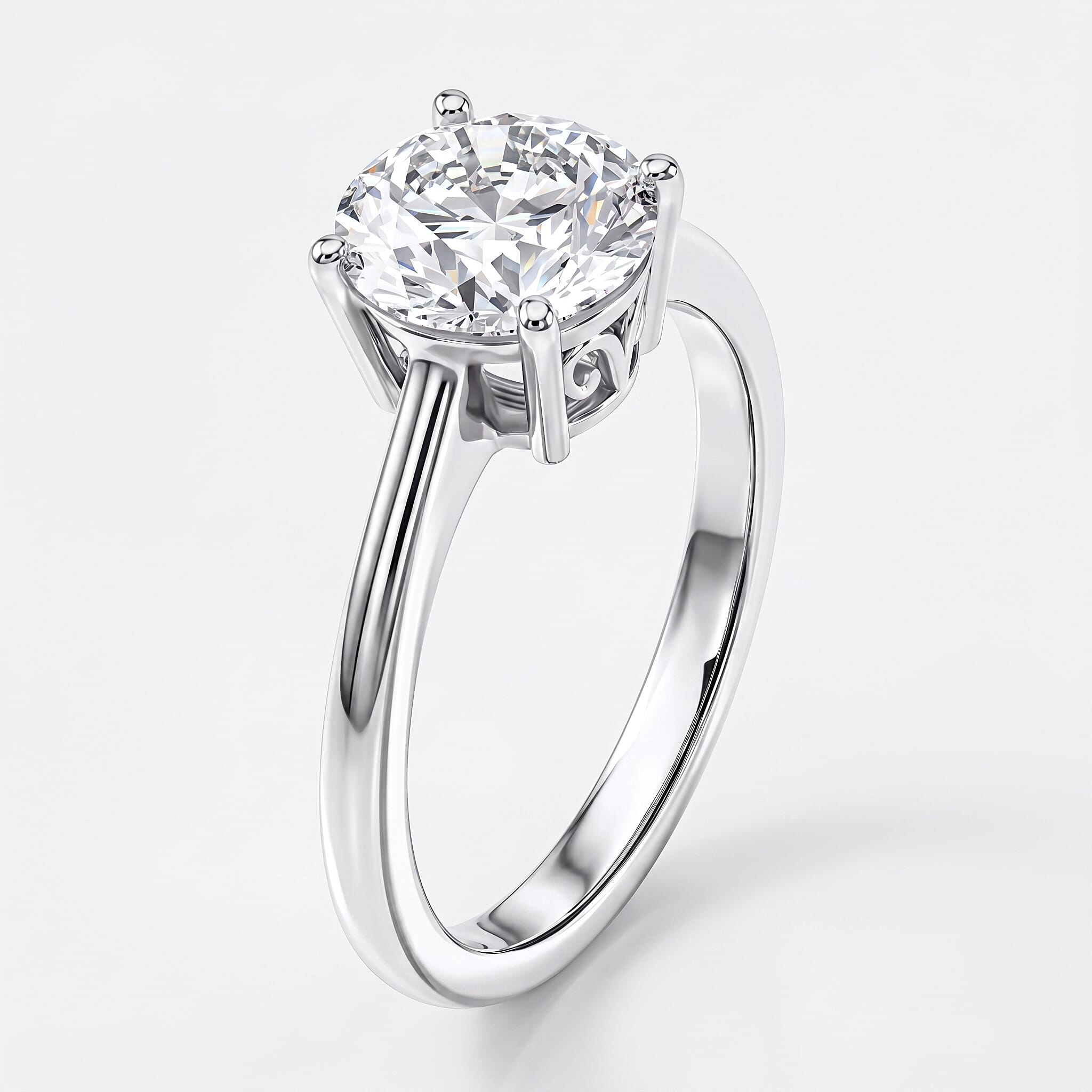 LUXURIANT 2 Ct. SGL Certified Lab Grown Diamond (SI/G-H) Solitaire Ring in Sterling Silver
