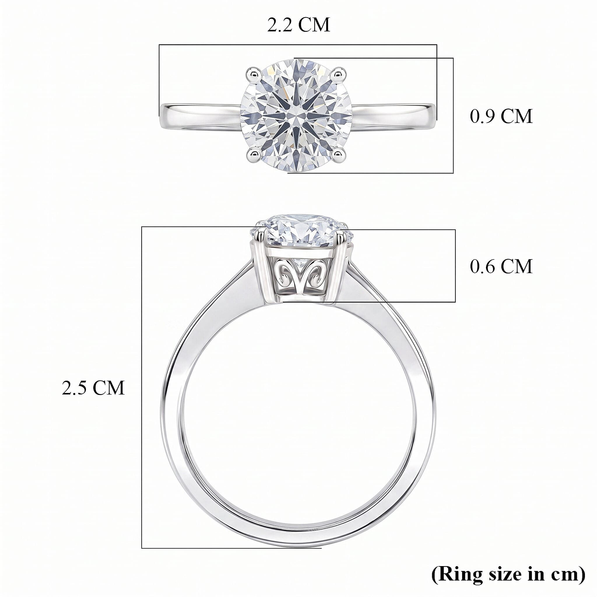 LUXURIANT 2 Ct. SGL Certified Lab Grown Diamond (SI/G-H) Solitaire Ring in Sterling Silver
