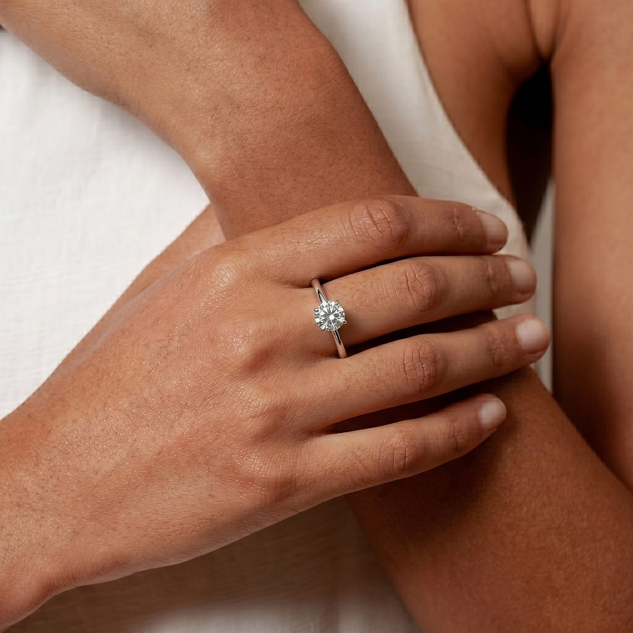 LUXURIANT 2 Ct. SGL Certified Lab Grown Diamond (SI/G-H) Solitaire Ring in Sterling Silver
