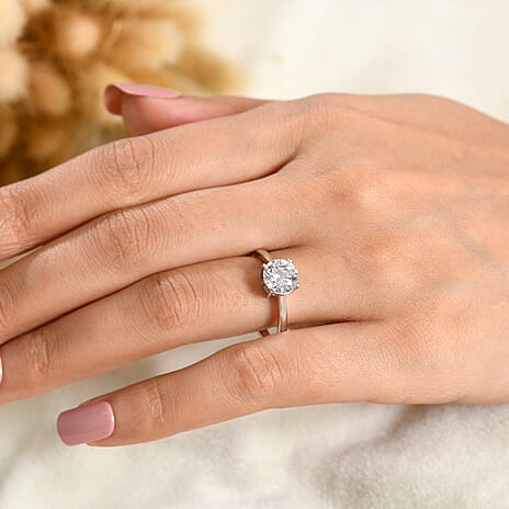 Luxuriant - SGL Certified Lab Grown Diamond (SI-G-H) Solitaire Ring in Rhodium Overlay Sterling Silver 2.05 Ct.